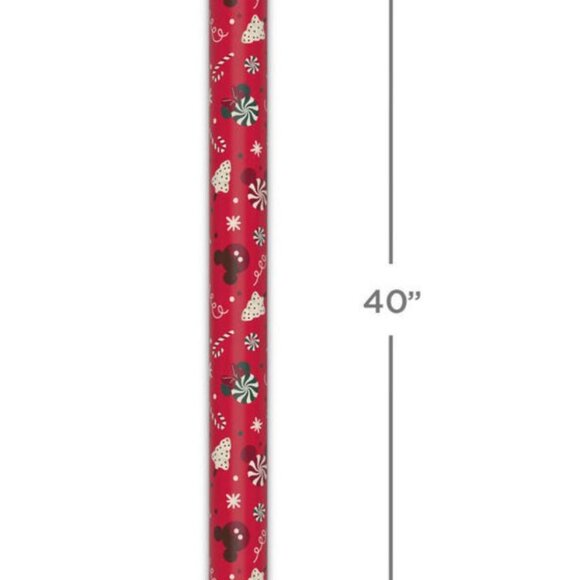 Hallmark Wrapping Paper Christmas Disney Mickey Minnie Treats on Red 70 sq ft Ju - Picture 6 of 6